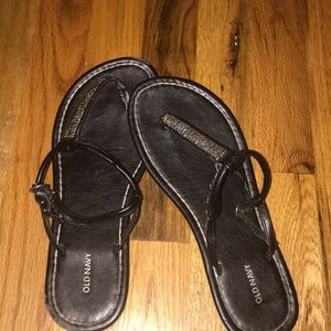 Black and gold sandals